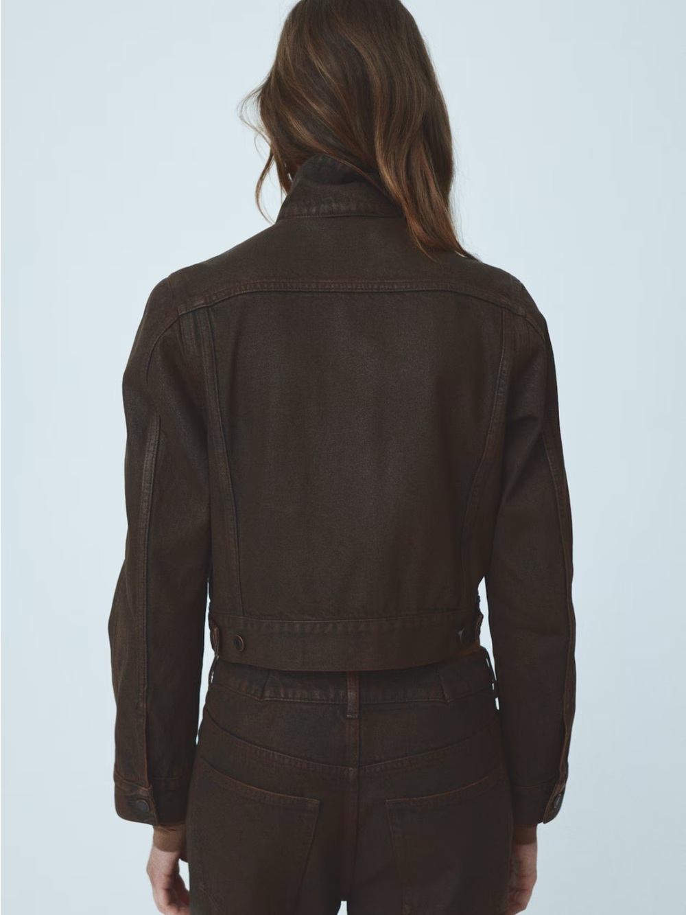 H&M studio brown coated denim jacket, size M - Picture 2 of 12